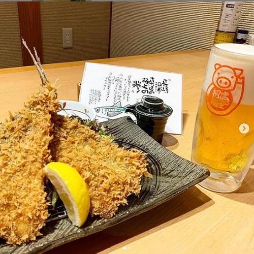 でっかい鯵かつ&生ビールセット